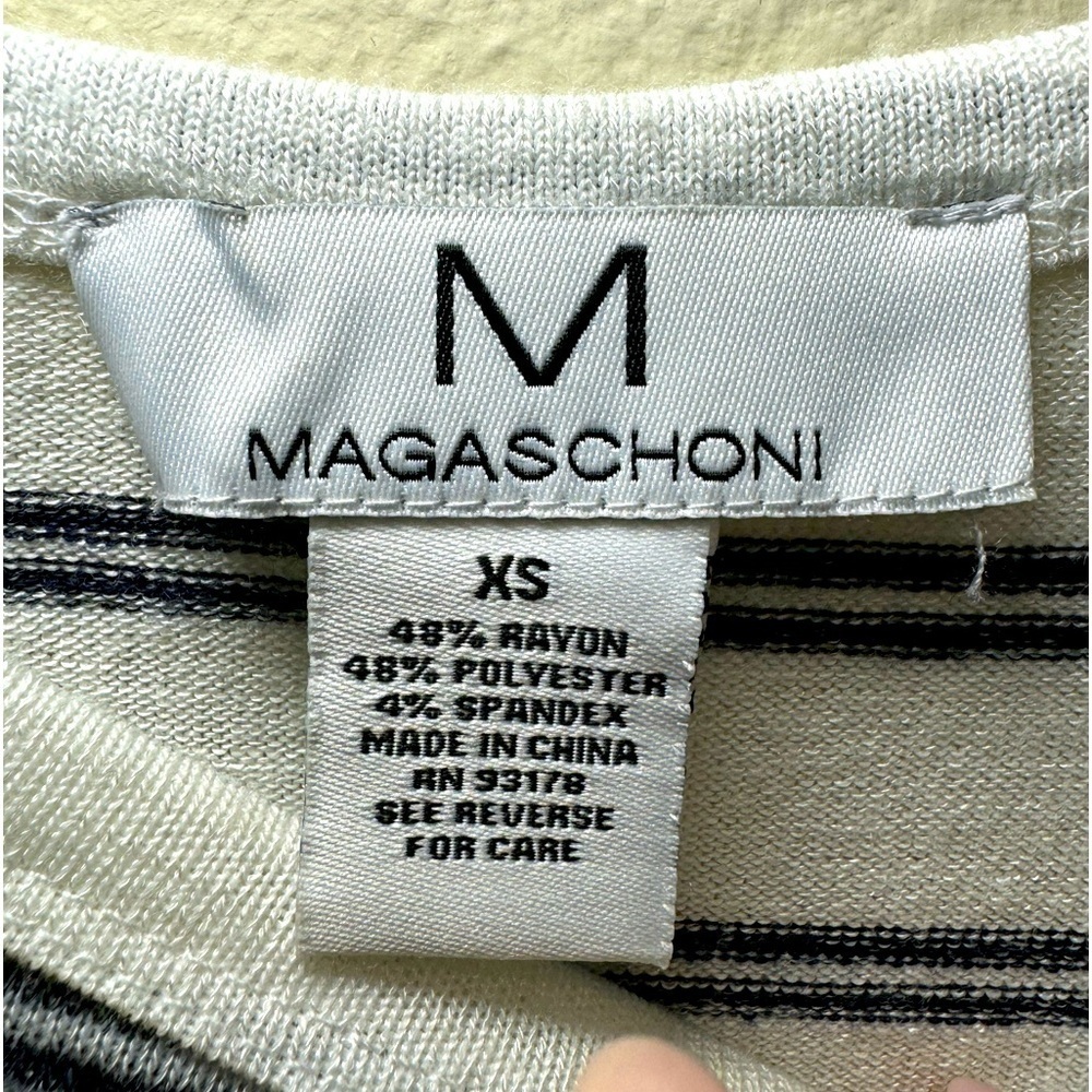 Woman's M Magaschoni Cream & Black Striped Crew Neck Sweater. Size XS - Picture 3 of 7